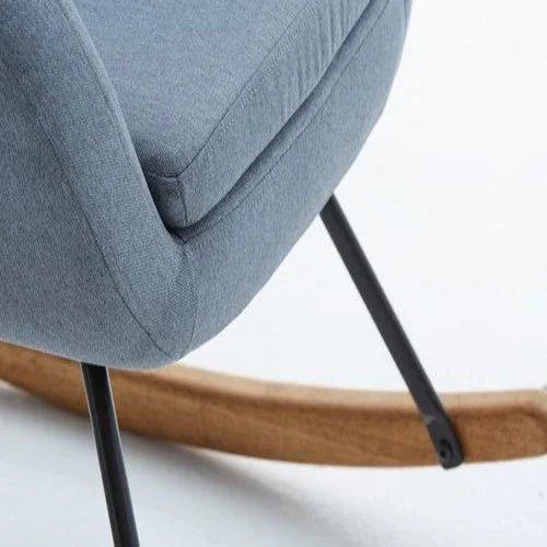 Light Blue Rocking Chair – Comfortable Upholstered Seat - myhomestore.com.pk