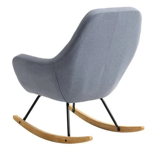 Light Blue Rocking Chair – Comfortable Upholstered Seat - myhomestore.com.pk