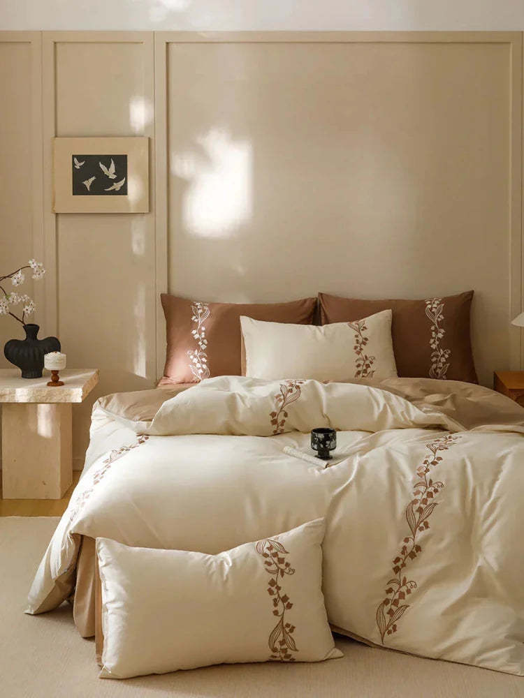Lily of the Valley Embroidery Duvet Set - myhomestore.com.pk