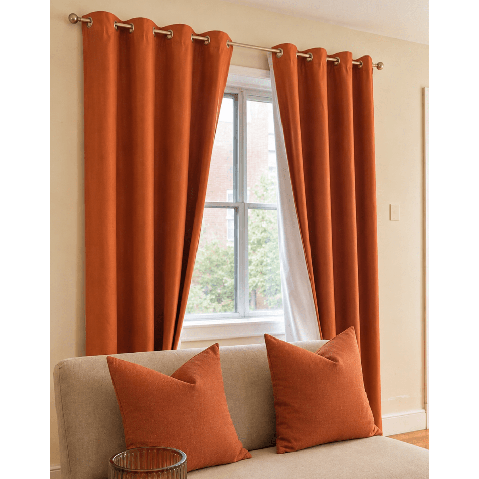 Luxury Cotton Curtains with Matching Cushion Covers – Eyelet Window Drapes Set - myhomestore.com.pk