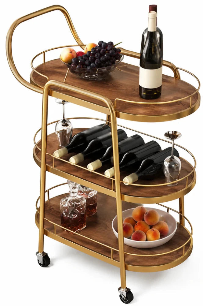 Luxury Gold Tea & Drink Serving Trolley - myhomestore.com.pk