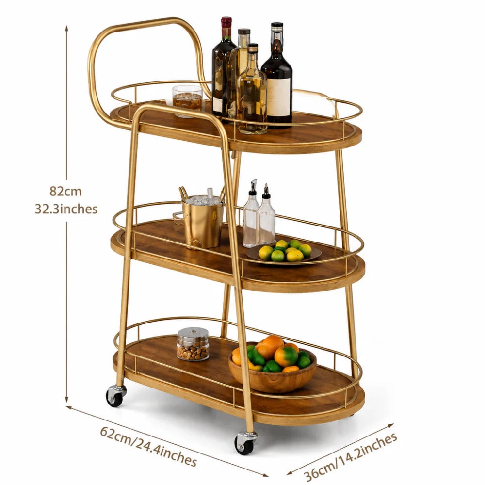 Luxury Gold Tea & Drink Serving Trolley - myhomestore.com.pk