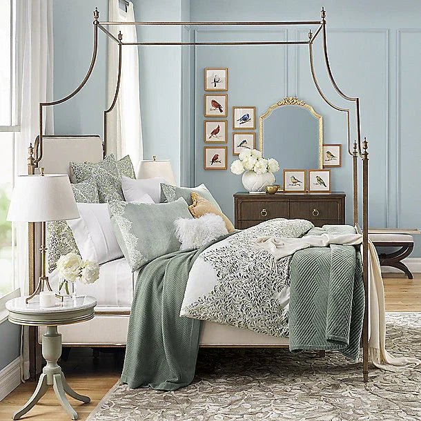 Luxury Green Cotton Satin Embroidery Duvet Set - myhomestore.com.pk