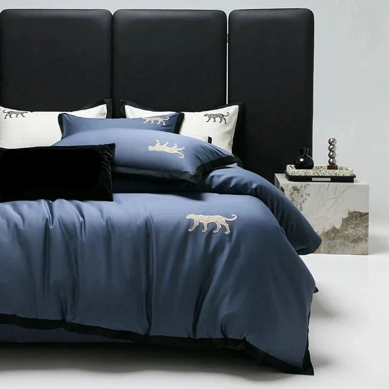 Luxury Leopard Embroidery Duvet Set - myhomestore.com.pk