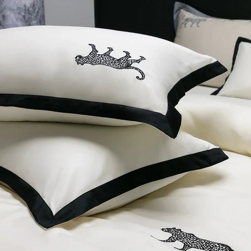 Luxury Leopard Embroidery Duvet Set - myhomestore.com.pk