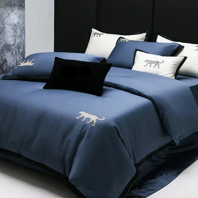 Luxury Leopard Embroidery Duvet Set - myhomestore.com.pk