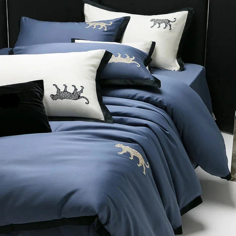 Luxury Leopard Embroidery Duvet Set - myhomestore.com.pk
