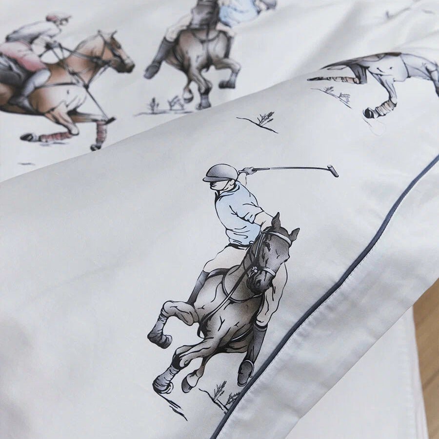 Luxury Polo - Themed Cotton Bedding Set – Elegant Equestrian Design - myhomestore.com.pk