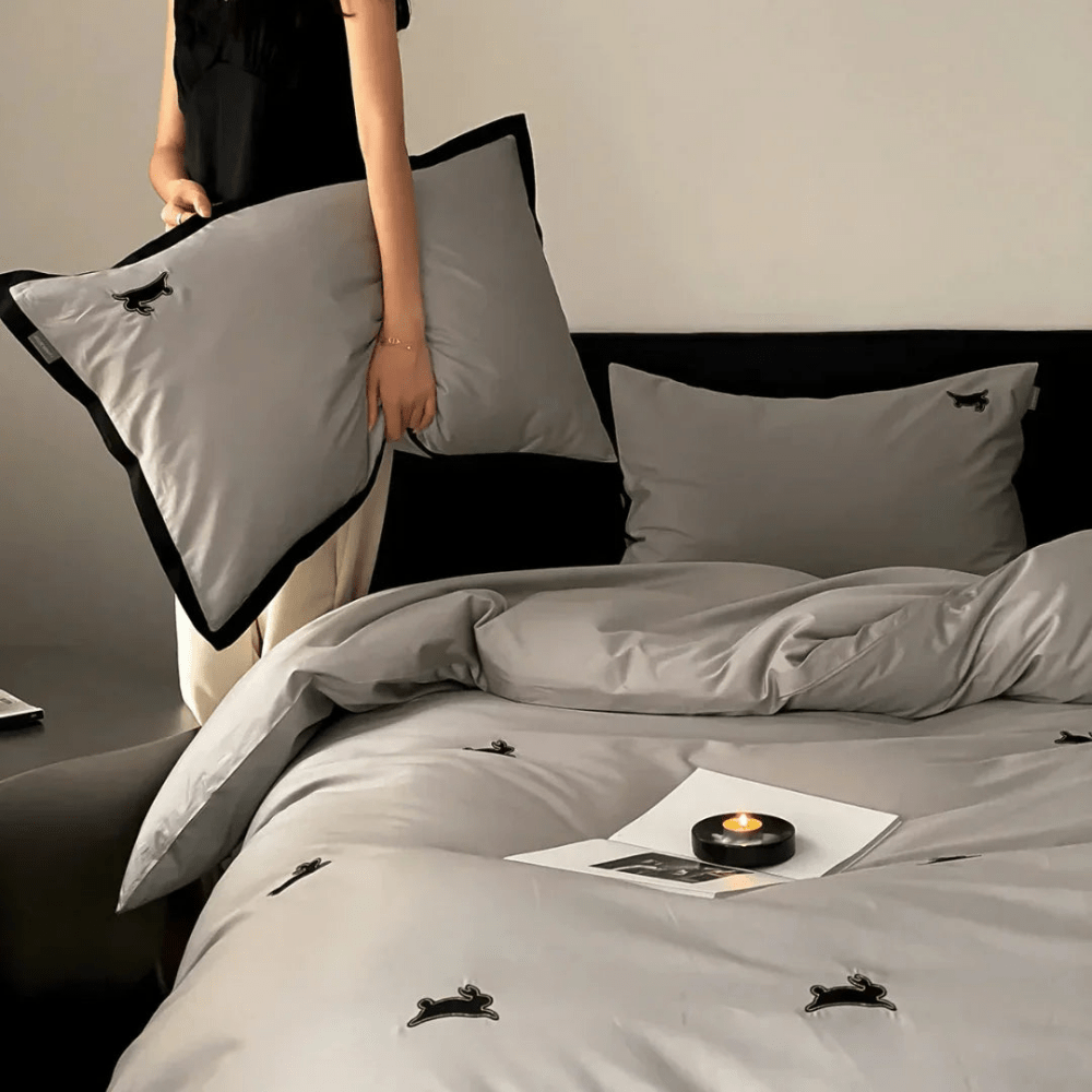 Luxury Rabbit Embroidery Duvet Set - myhomestore.com.pk