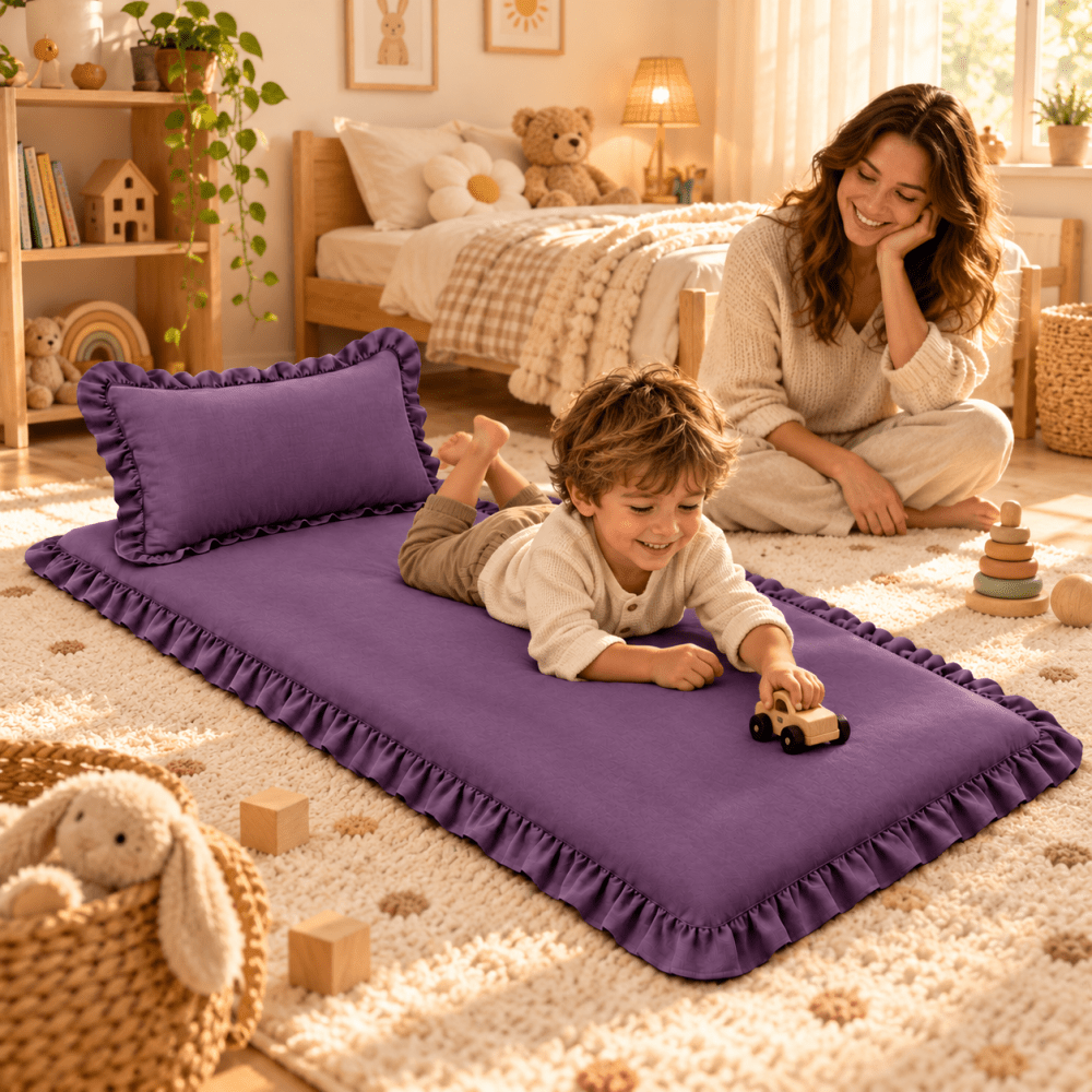 Luxury Ruffled Floor Mattress with Pillow - myhomestore.com.pk