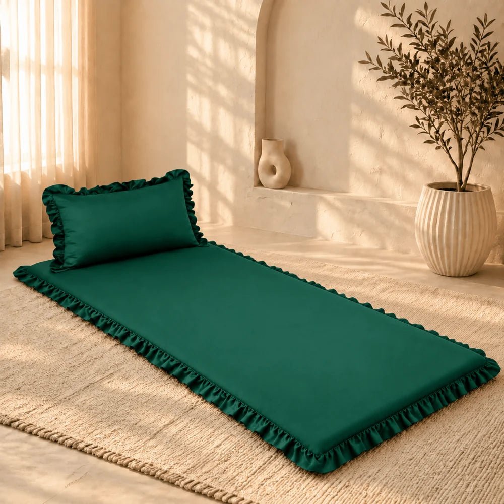 Luxury Ruffled Floor Mattress with Pillow - myhomestore.com.pk
