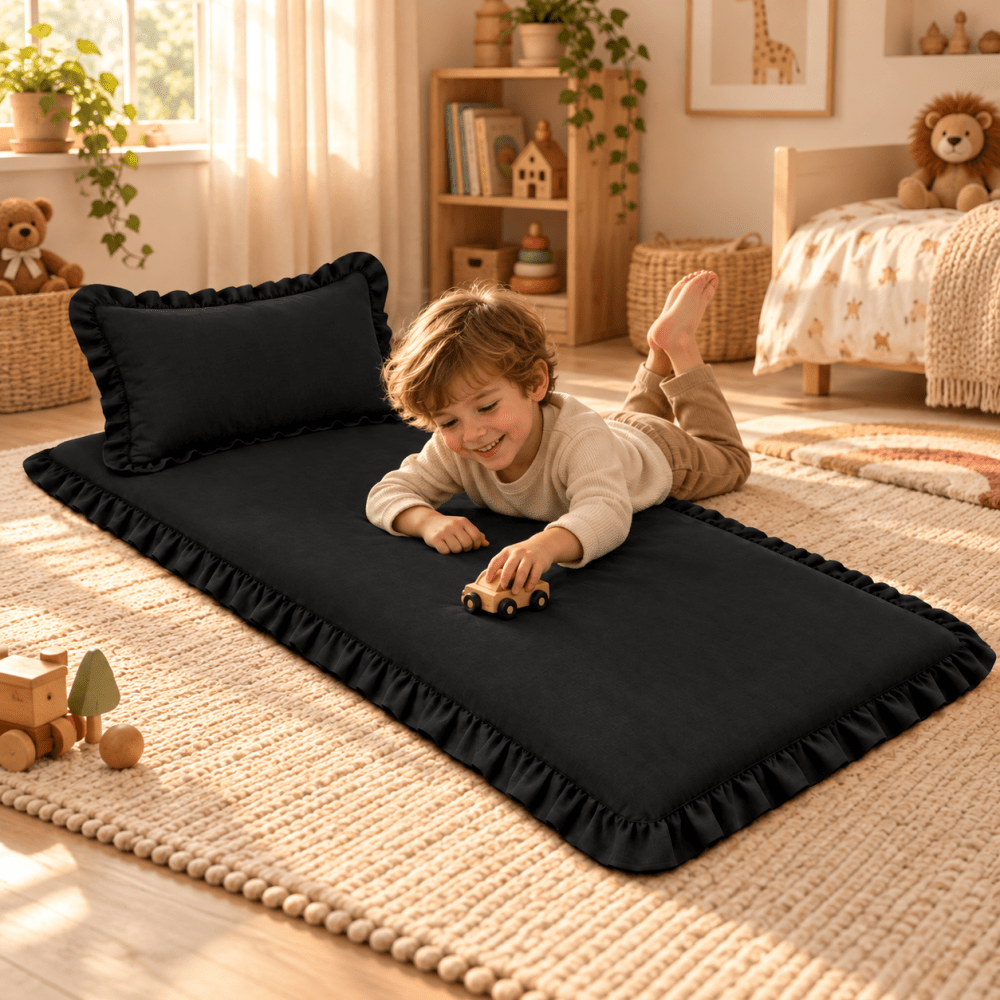 Luxury Ruffled Floor Mattress with Pillow - myhomestore.com.pk