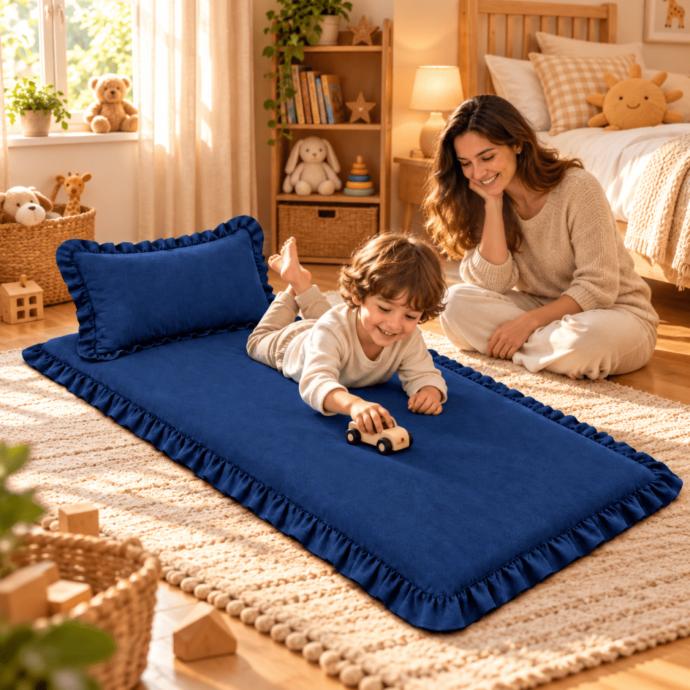 Luxury Ruffled Floor Mattress with Pillow - myhomestore.com.pk