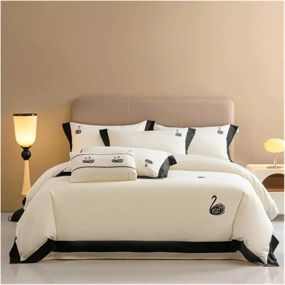 Luxury Swan Embroidery Duvet Set - myhomestore.com.pk