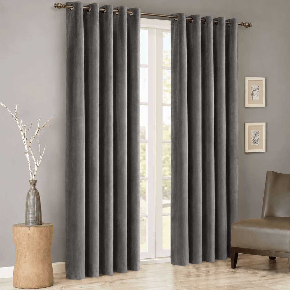 Luxury Velvet Curtains Pack of 2 – Charcoal Grey - myhomestore.com.pk