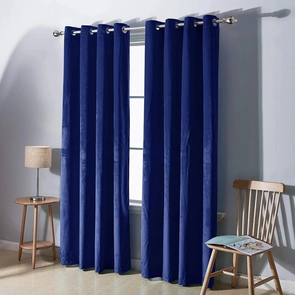 Luxury Velvet Curtains Pack of 2 β Navy Blue - myhomestore.com.pk