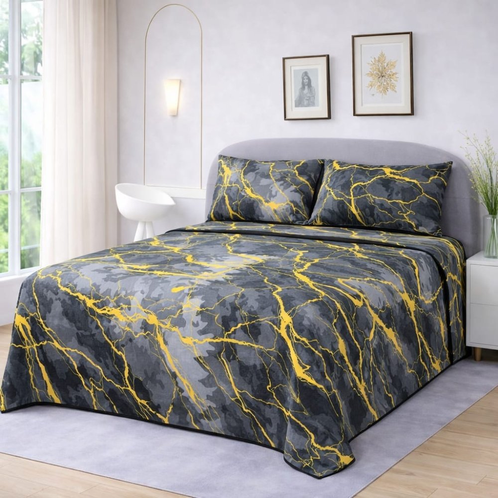 Marble Texure Printed Bedsheet – King Size Bedding - myhomestore.com.pk