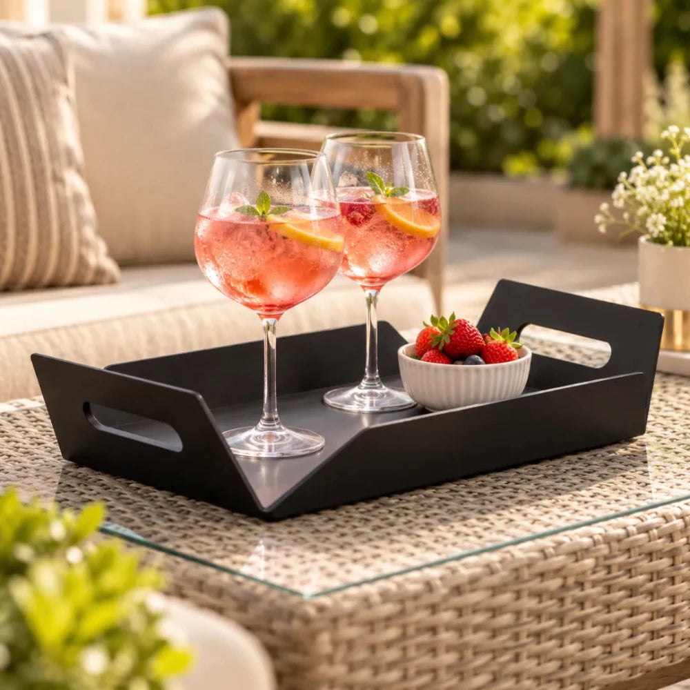 Maze Metal Table Tray - Charcoal Serving Tray - myhomestore.com.pk
