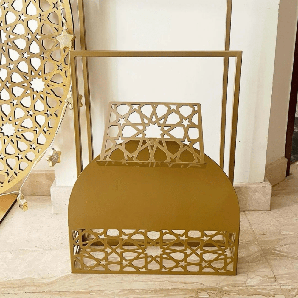 Metal Quran and Prayer Mat Stand ( golden) - myhomestore.com.pk