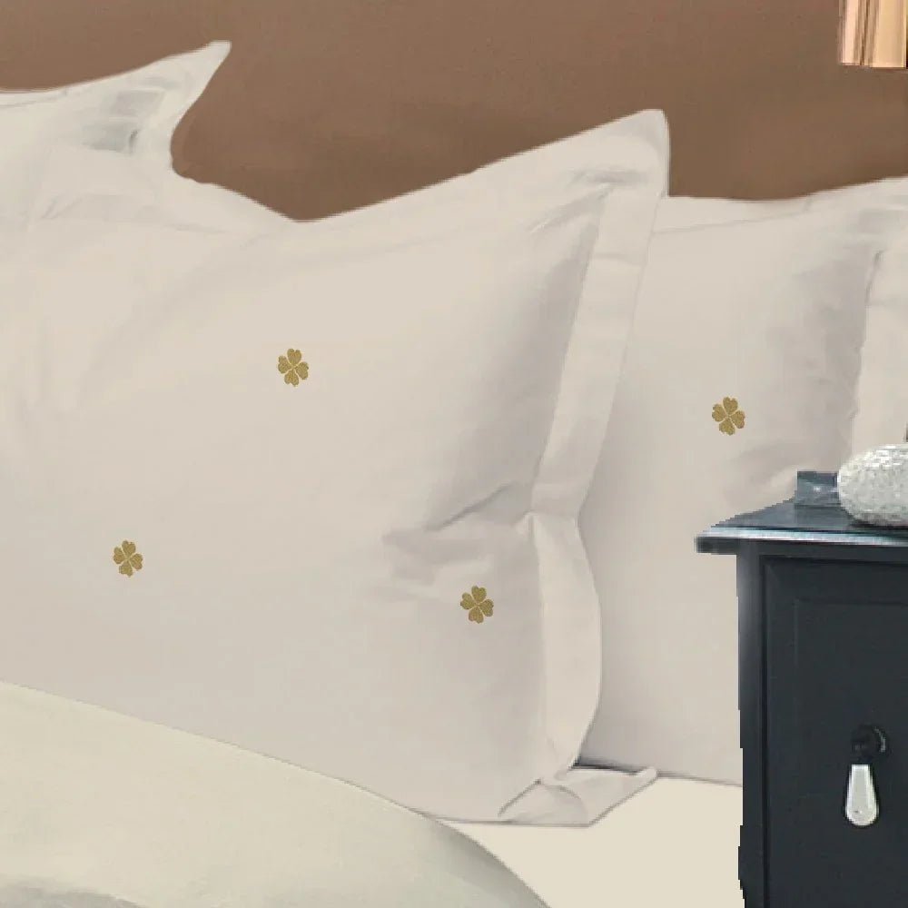 Minimalist Gold Dot Embroidered Bedsheet - myhomestore.com.pk
