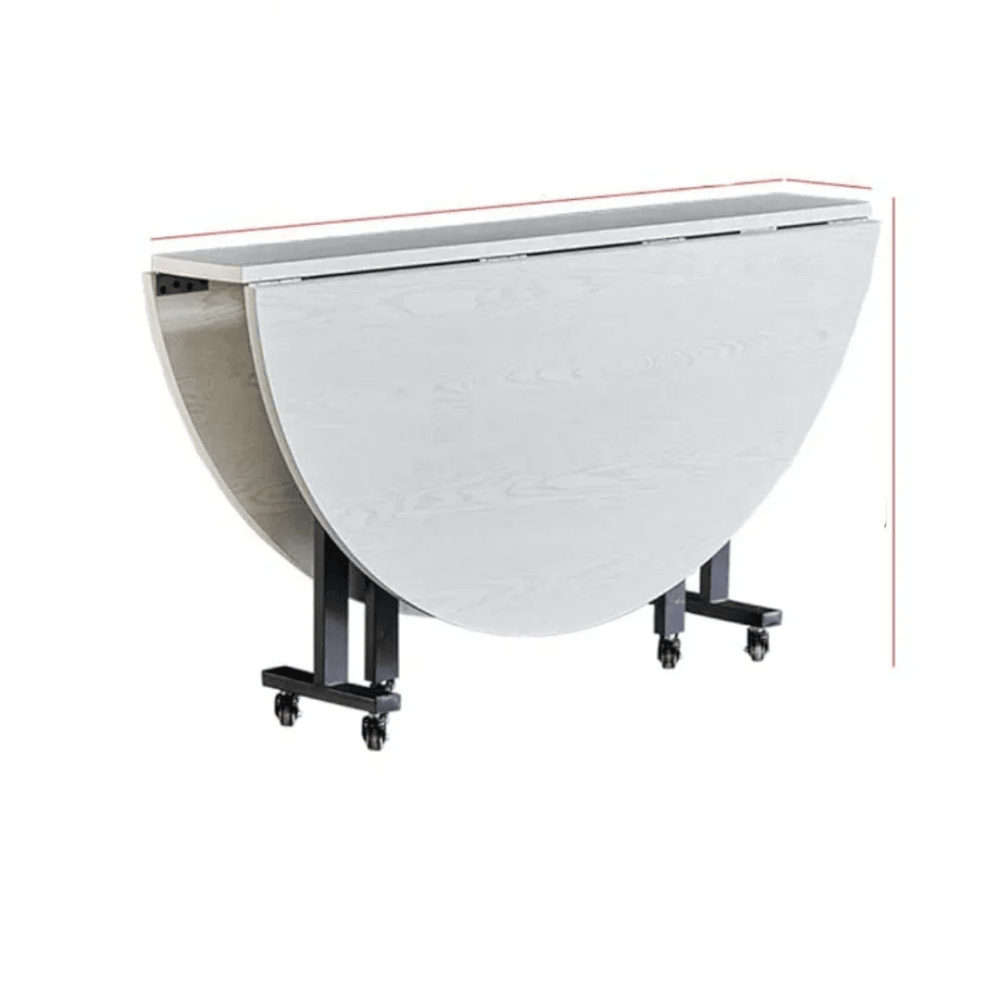 Mobile Folding Dining Table with 6 Wheels, Marble Texture Table Top - myhomestore.com.pk