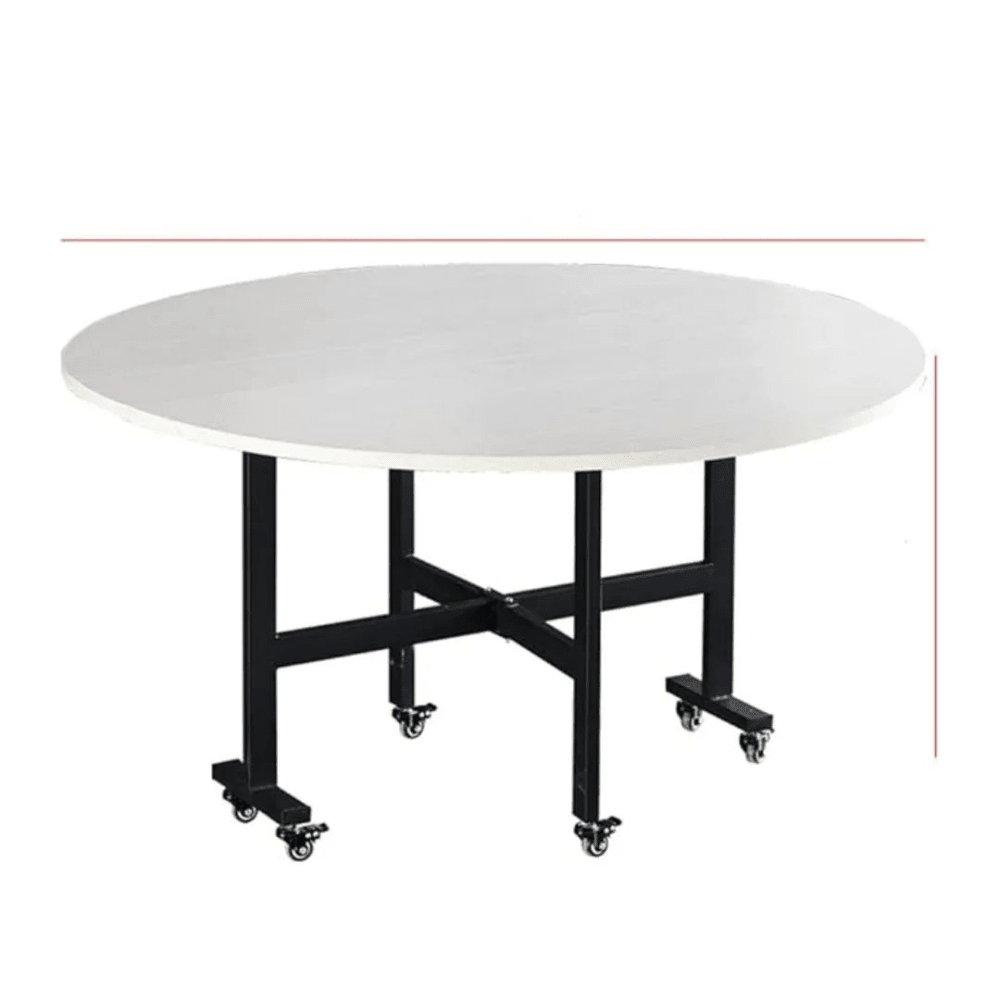 Mobile Folding Dining Table with 6 Wheels, Marble Texture Table Top - myhomestore.com.pk