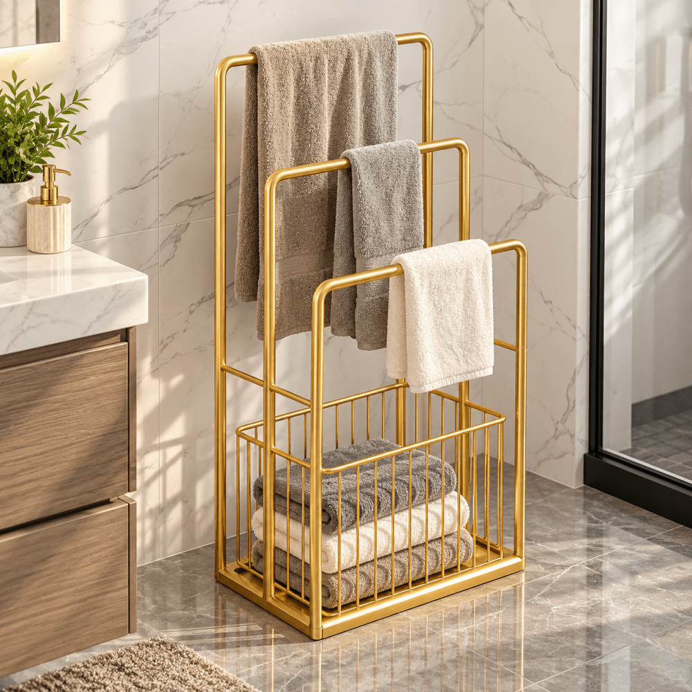 Modern Freestanding Towel Rack with Study Towel Rail - myhomestore.com.pk