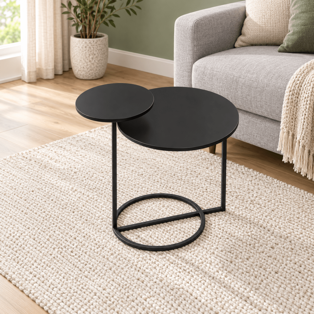 Modern Metal 2-Tiered Double Tray Side Table - myhomestore.com.pk