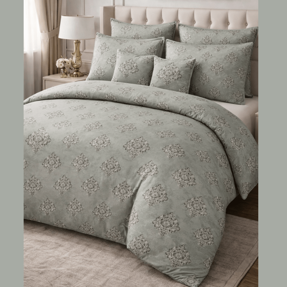 Montebello Damask Duvet Cover Set – Elegant Patterned Bedding - myhomestore.com.pk