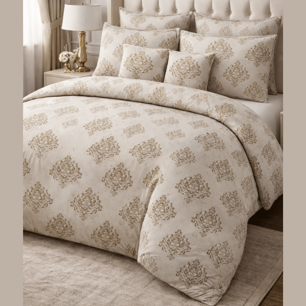 Montebello Damask Duvet Cover Set – Elegant Patterned Bedding - myhomestore.com.pk