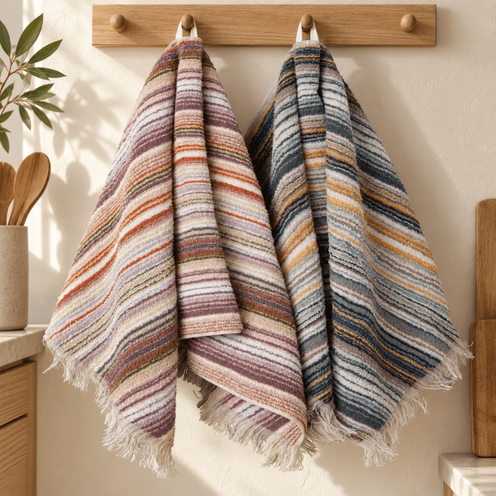 Multi Lines 3 Piece Imported Bath Towel Set - myhomestore.com.pk