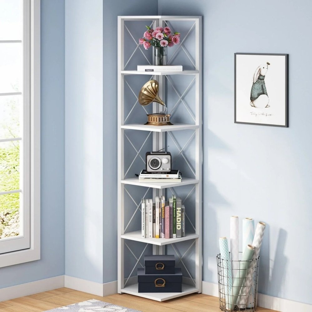 Multi - use 6 Tier Bookshelf Bookcase Mini Storage Rack Corner Shelf Home Decor - myhomestore.com.pk
