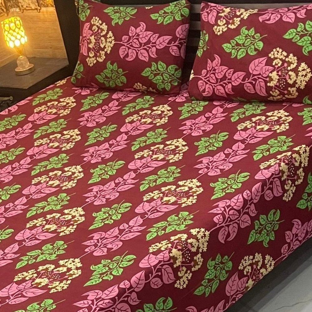 Nature Inspired Leaf Printed Bedsheet - myhomestore.com.pk