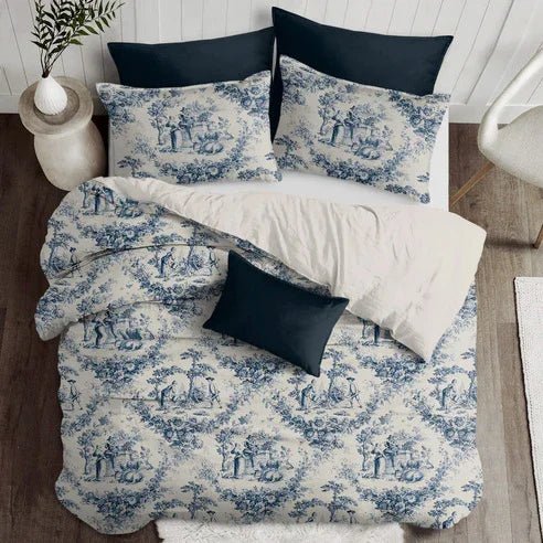 Navy Printed Bedding Duvet Set - myhomestore.com.pk