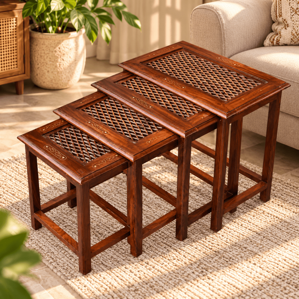 Nesting Shisham Tables (Set of 4) - myhomestore.com.pk