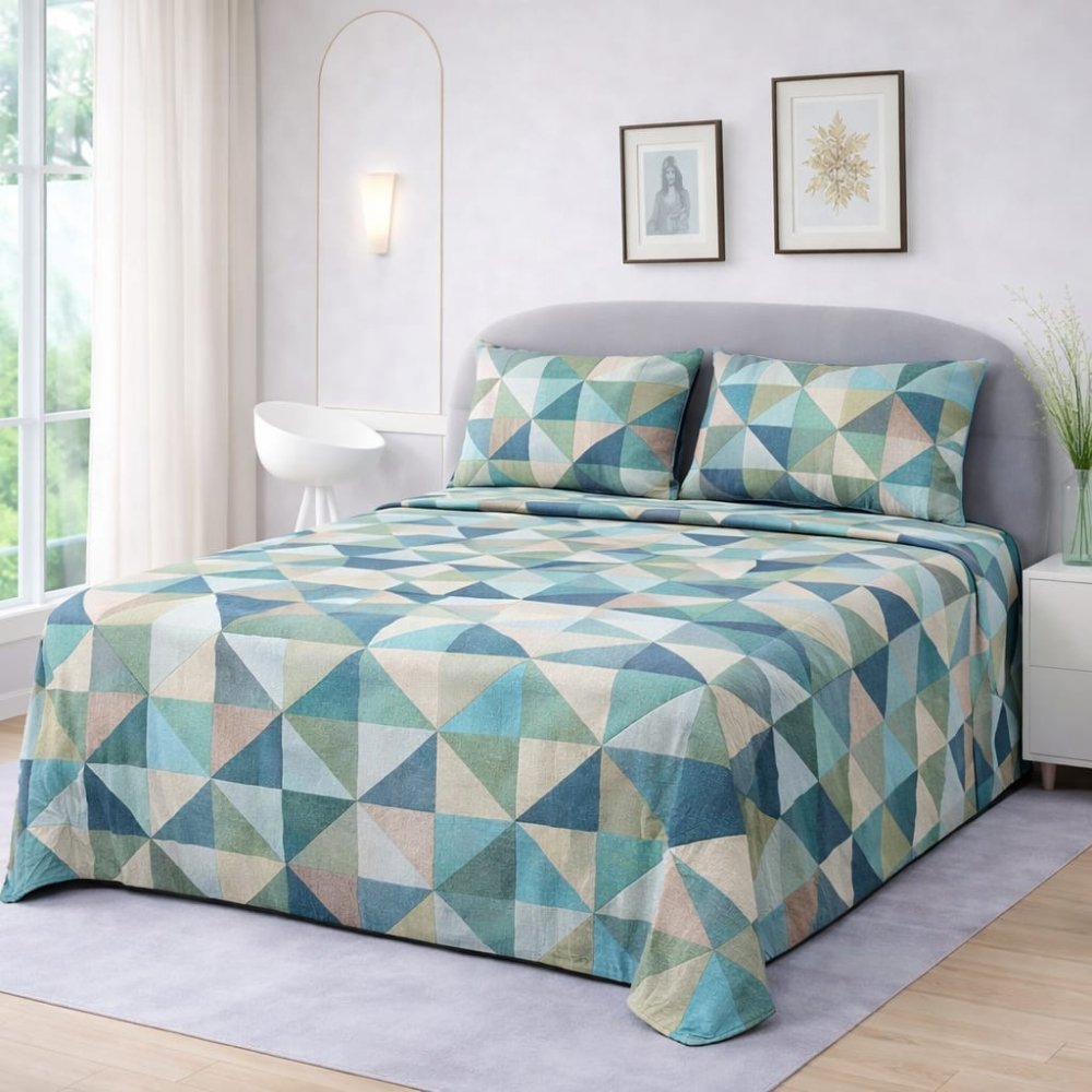 Ocean Prism Luxe Printed Bedsheet – King Size Bedding - myhomestore.com.pk