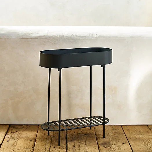 Oval Iron Plant Stand with Shelf - myhomestore.com.pk