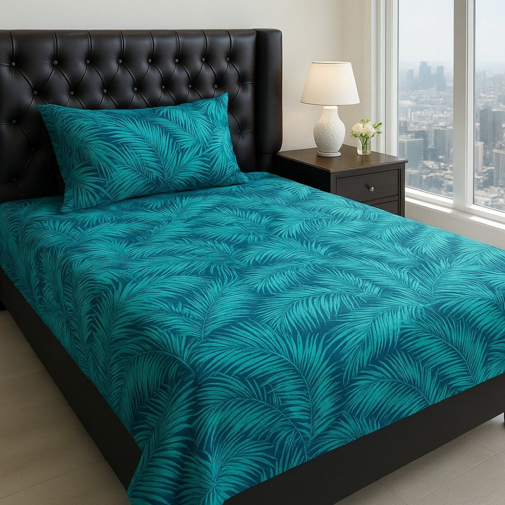 Palm Leaf Pattern Bed Sheet - myhomestore.com.pk