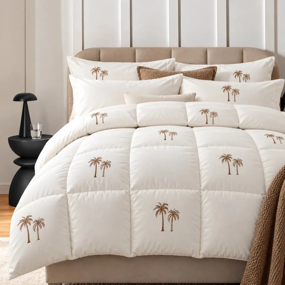 Palm Tree Embroidered Comforter - King - myhomestore.com.pk