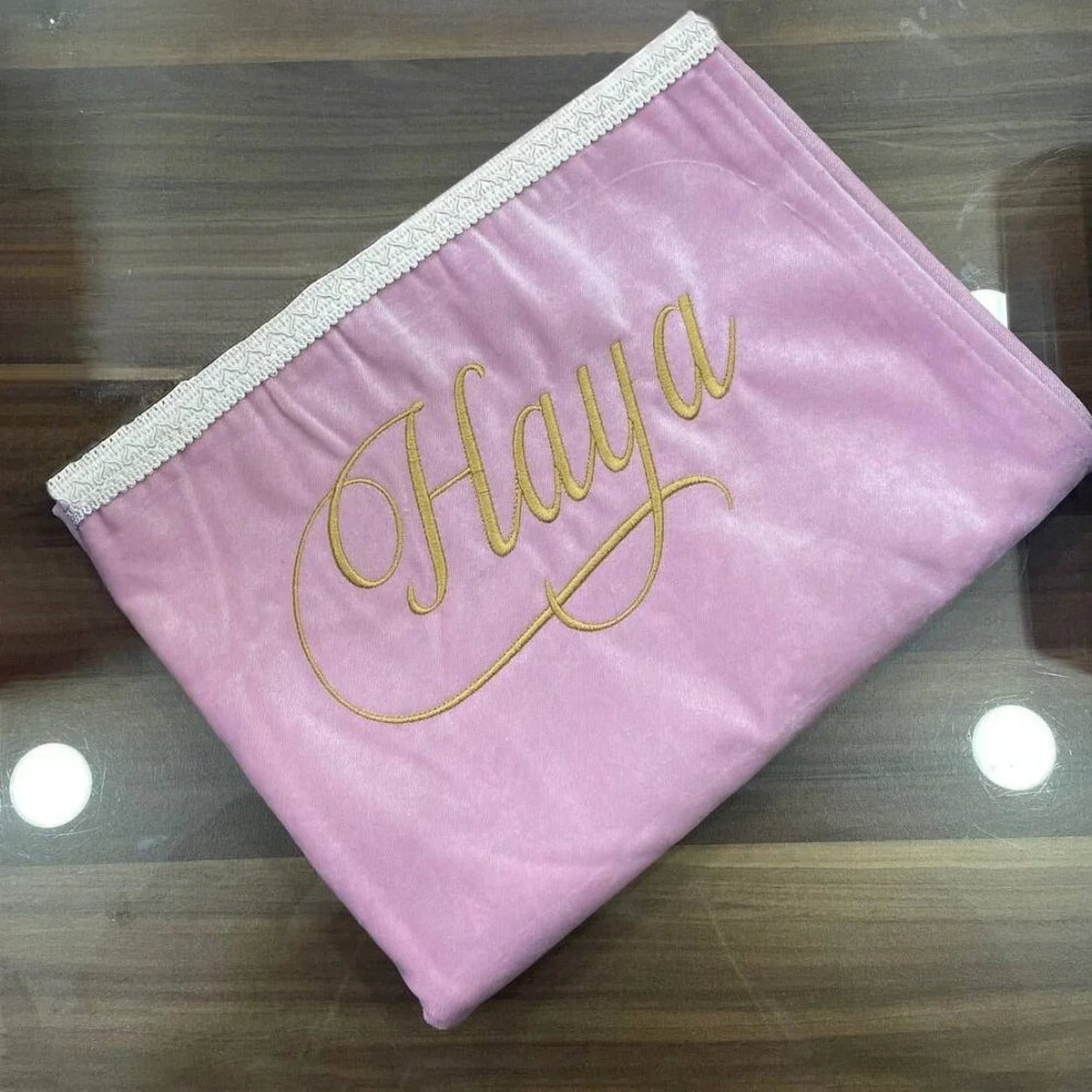 Personalized Embroidery Velvet Prayer Mat - myhomestore.com.pk
