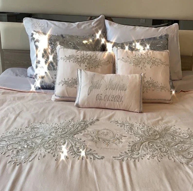 Personalized Zari Wedding Bedding Set - myhomestore.com.pk
