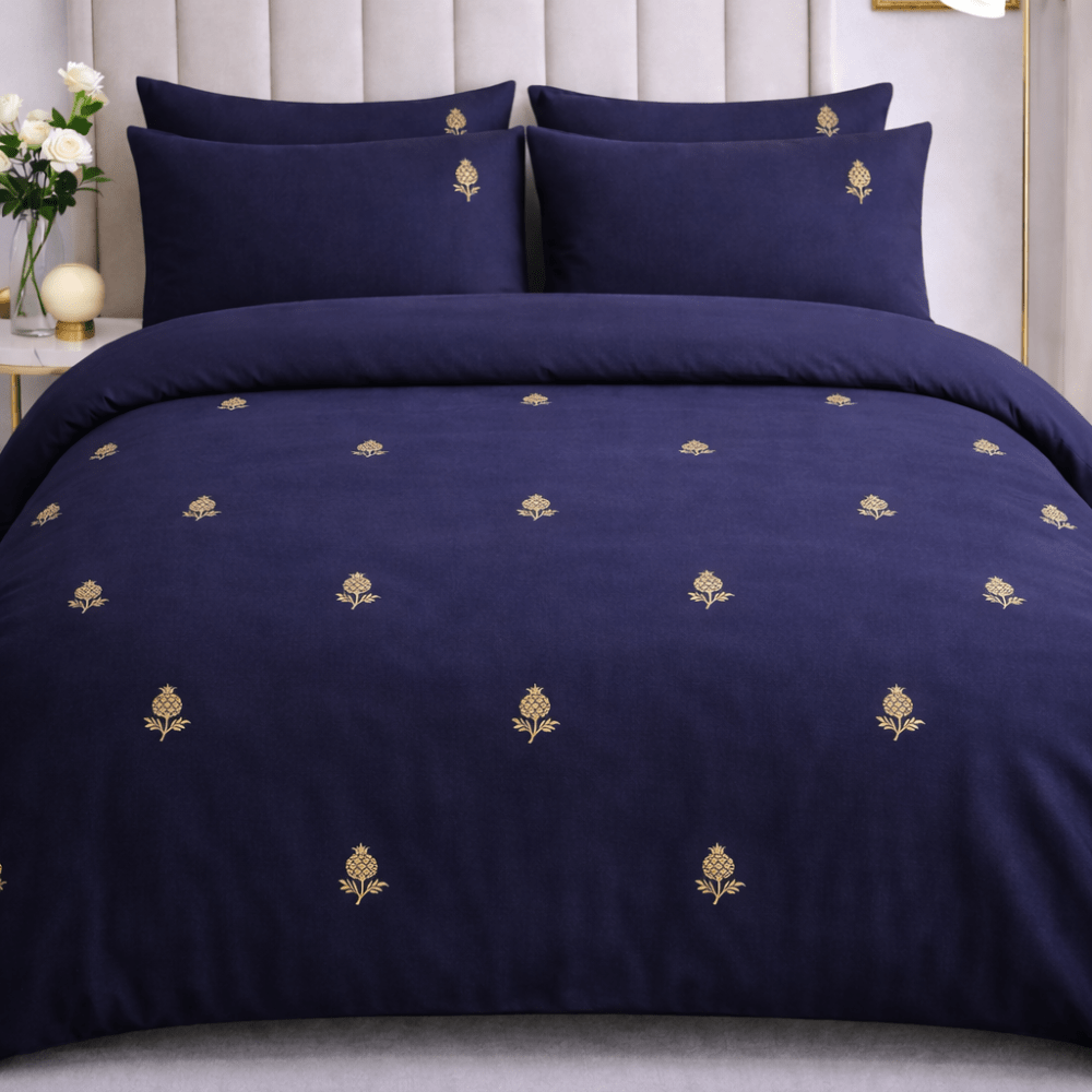 Pineapple Motive Embroidered Bedding Set - myhomestore.com.pk