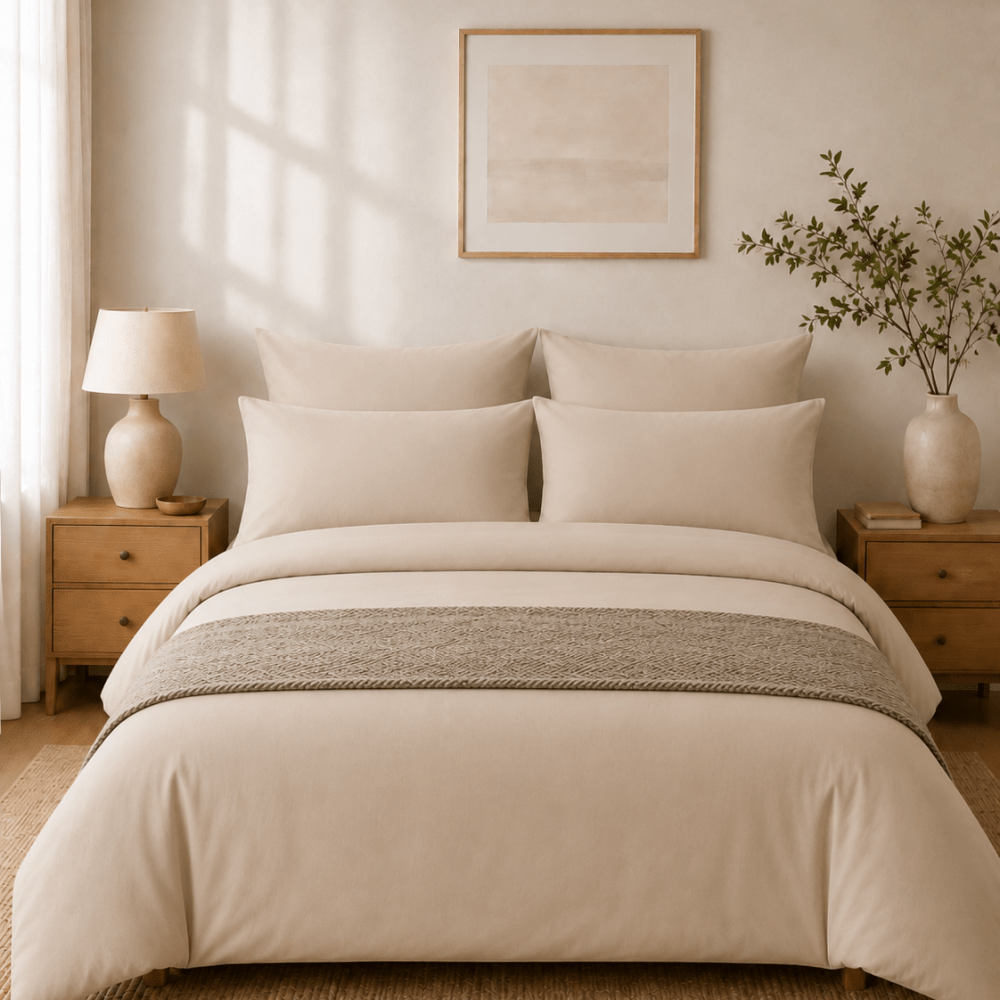 Plain Dyed Duvet Cover Set – Beige - myhomestore.com.pk