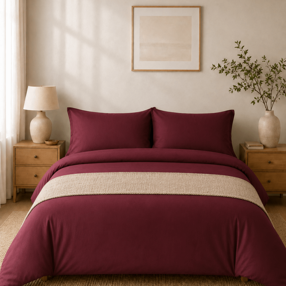 Plain Dyed Duvet Cover Set – Maroon - myhomestore.com.pk
