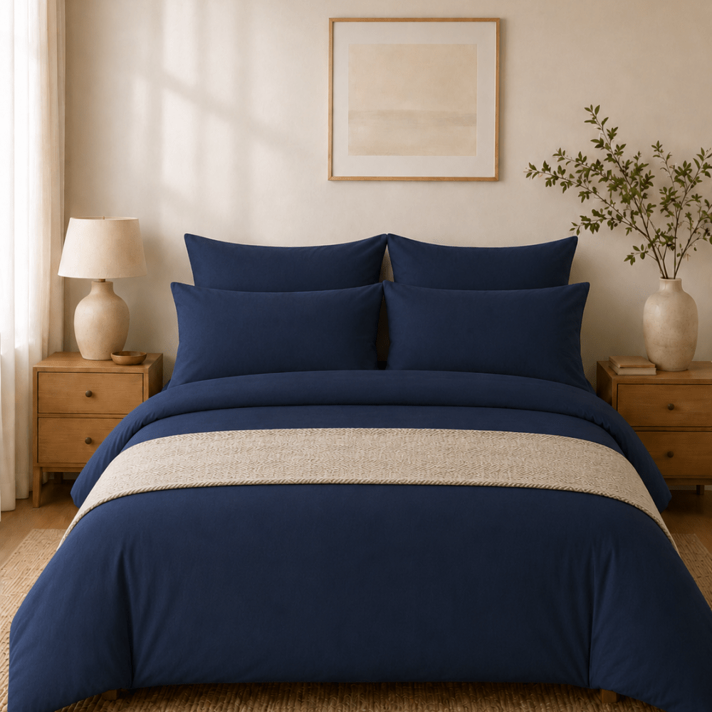 Plain Dyed Duvet Cover Set – Navy - myhomestore.com.pk