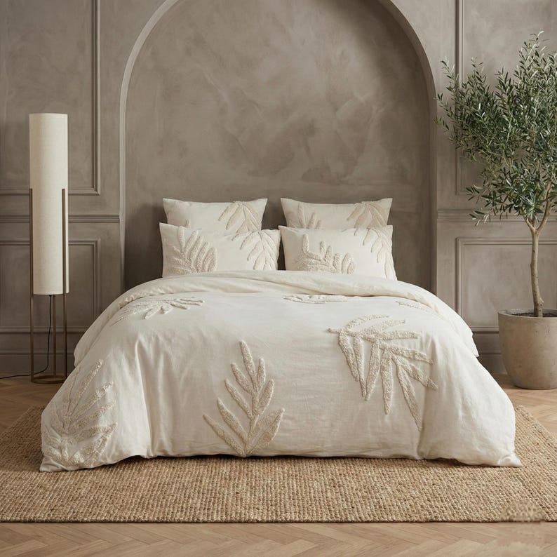 Premium Cotton Satin Tufted Duvet Set - myhomestore.com.pk