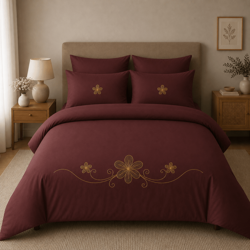 Premium Gold Thread Elegant Embroidered Bedding Set - myhomestore.com.pk