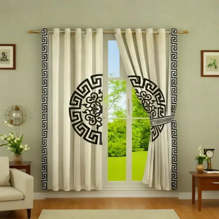 Premium Lasercut Velvet Pattern Curtains – Elegant Home Window Drapes in pair - myhomestore.com.pk