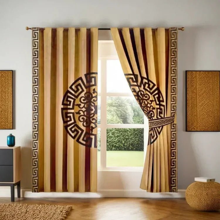 Premium Lasercut Velvet Pattern Curtains – Elegant Home Window Drapes in pair - myhomestore.com.pk