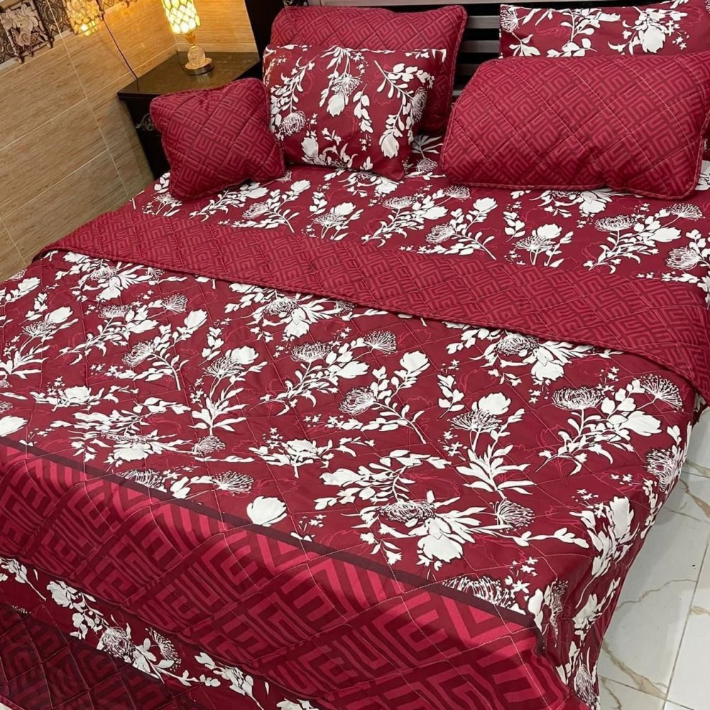 Premium Pattern Printed Bedspread Set – 7 Pcs - myhomestore.com.pk